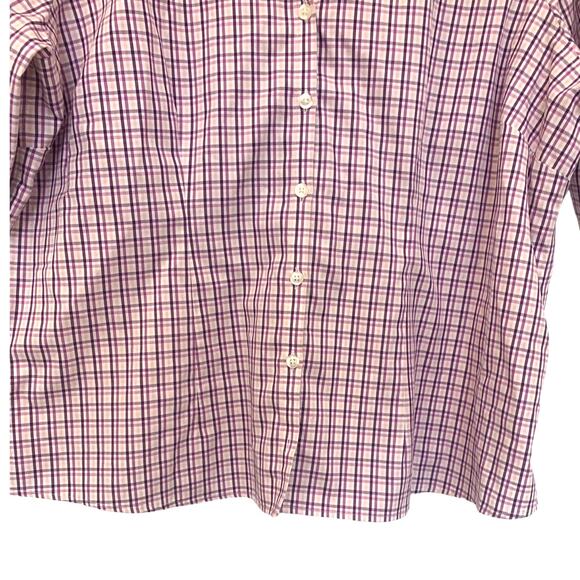Lands' End Button Up Shirt 16P Purple Plaid Womens Oxford Short Sleeve Summer - Picture 8 of 9